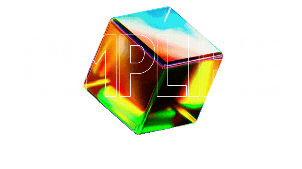 Cimplifie iridescent cube with wordmark